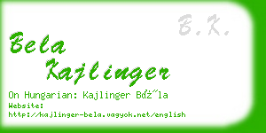 bela kajlinger business card